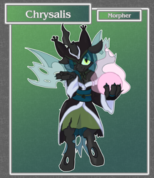 Size: 1688x1950 | Tagged: safe, artist:brownie-bytes, queen chrysalis, anthro, changeling, changeling queen, unguligrade anthro, crossover, final fantasy, morpher, solo