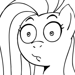 Size: 945x945 | Tagged: safe, artist:megasweet, fluttershy, pegasus, pony, black and white, bust, female, grayscale, mare, monochrome, portrait, shrunken pupils, solo