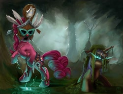 Size: 1300x1000 | Tagged: safe, artist:danosix, pinkie pie, earth pony, pony, zombie, cosplay, diablo 3, mask, voodoo, witch doctor