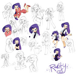 Size: 1280x1280 | Tagged: safe, artist:pappomut, rarity, glasses, humanized, sketch dump