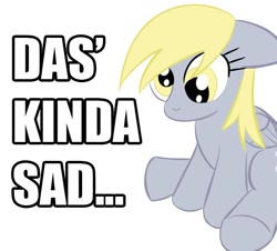 Size: 530x479 | Tagged: safe, derpy hooves, pegasus, pony, blonde mane, female, filly, gray coat, image macro, reaction image, solo