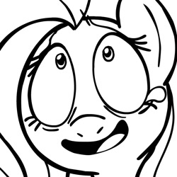 Size: 945x945 | Tagged: safe, artist:megasweet, fluttershy, pegasus, pony, black and white, bust, crying, female, grayscale, mare, monochrome, open mouth, portrait, reaction image, solo