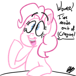 Size: 1000x1000 | Tagged: safe, artist:dzone16, pinkie pie, earth pony, pony, crayon, female, mare, pink coat, pink mane, solo