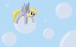 Size: 2880x1800 | Tagged: safe, artist:fethur, derpy hooves, pegasus, pony, bubble, female, mare, smiling, wallpaper