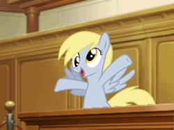 Size: 800x600 | Tagged: safe, derpy hooves, pegasus, pony, ace attorney, courtroom, female, mare, prosecutor, this will end in tears