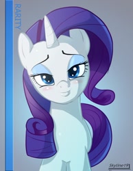 Size: 1230x1582 | Tagged: safe, artist:skyart301, rarity, pony, unicorn, bedroom eyes, blushing, female, horn, mare, solo