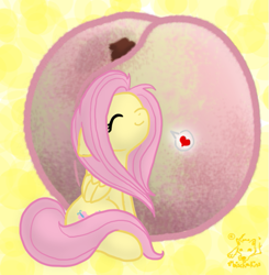 Size: 619x632 | Tagged: safe, artist:mischakins, fluttershy, pegasus, pony, female, mare, peach, pink mane, yellow coat