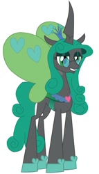 Size: 675x1184 | Tagged: safe, artist:kirbymlp, idw, queen chrysalis, reversalis, changeling, changeling queen, chrysalislover, glasses, happy face, idw showified, mirror, mirror universe, solo