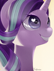 Size: 800x1047 | Tagged: safe, artist:okaces, starlight glimmer, pony, unicorn, grin, heart eyes, solo, wingding eyes