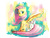 Size: 2000x1500 | Tagged: safe, artist:cuteskitty, angel bunny, fluttershy, pegasus, pony, rabbit, female, mare, pet, pink mane, yellow coat