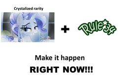 Size: 1044x659 | Tagged: safe, edit, edited screencap, screencap, rarity, crystal pony, pony, unicorn, the crystal empire, crystal rarity, crystallized, exploitable meme, female, make it happen, mare, meta