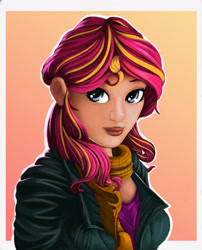 Size: 2730x3377 | Tagged: safe, artist:sceathlet, sunset shimmer, human, clothes, humanized, scarf, solo