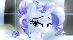 Size: 1280x714 | Tagged: safe, screencap, rarity, pony, unicorn, crystal rarity, crystallized, lidded eyes, solo