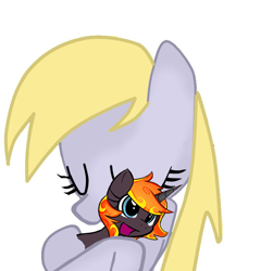 Size: 708x738 | Tagged: safe, edit, derpy hooves, oc, oc:incendia, pony, unicorn, fanfic:antipodes, cute, fanfic, filly, hug