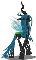 Size: 3029x5000 | Tagged: safe, artist:dashiesparkle, queen chrysalis, changeling, changeling queen, absurd resolution, bugbutt, butt, eyes closed, plot, simple background, smiling, solo, transparent background, vector, walking away