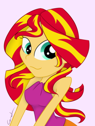 Size: 1024x1365 | Tagged: safe, artist:katrittaja, sunset shimmer, equestria girls, clothes, cute, dress, shimmerbetes, solo