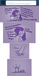 Size: 698x1341 | Tagged: safe, artist:bambooharvester, rarity, pony, unicorn, ask, glasses, marshmallow, rarity replies, science, tumblr