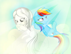 Size: 1024x768 | Tagged: safe, artist:andromedasparkz, derpibooru import, rainbow dash, oc, pegasus, pony, cloud, crepuscular rays