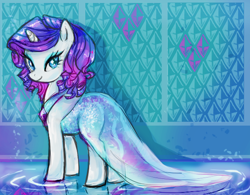 Size: 586x458 | Tagged: safe, artist:emizu, rarity, pony, unicorn, alternate hairstyle, clothes, dress, see-through