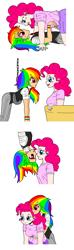 Size: 886x2995 | Tagged: safe, artist:asdf314159265, derpibooru import, pinkie pie, rainbow dash, human, pinkie pride, boop, female, humanized, lesbian, light skin, noseboop, pinkiedash, scene interpretation, shipping