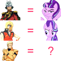 Size: 512x512 | Tagged: safe, starlight glimmer, pony, unicorn, char aznable, char's counterattack, comparison, gundam, mobile suit gundam char's counterattack, zeta gundam