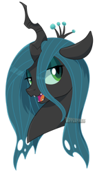 Size: 600x1064 | Tagged: safe, artist:bipperpiness, queen chrysalis, changeling, changeling queen, bust, female, portrait, simple background, solo, transparent background