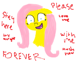 Size: 768x614 | Tagged: safe, artist:atfanmidnightmoon, fluttershy, pegasus, pony, female, mare, yandere, yandershy