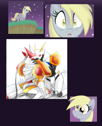 Size: 749x922 | Tagged: safe, derpy hooves, pegasus, pony, digimon, dukemon, female, gallantmon, mare, omegamon, omnimon