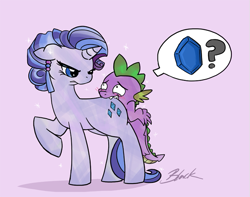 Size: 635x500 | Tagged: safe, artist:caycowa, rarity, spike, crystal pony, dragon, pony, unicorn, angry, biting, blushing, butt bite, crystallized, female, male, mare, pictogram, shrug, tasty empire, this will end in pain, this will end in tears