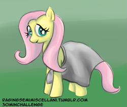 Size: 573x483 | Tagged: safe, artist:ragingsemi, fluttershy, pegasus, pony, 30 minute art challenge, clothes, skirt