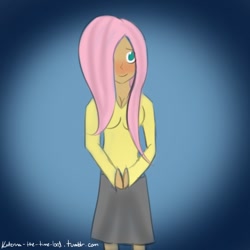 Size: 750x750 | Tagged: safe, artist:katerina-the-time-lord, fluttershy, 30 minute art challenge, clothes, humanized, skirt