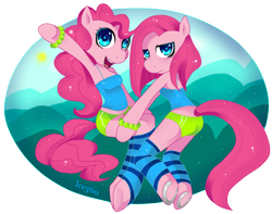 Size: 822x648 | Tagged: safe, artist:kikiluv17, pinkie pie, anthro, duality, pinkamena diane pie