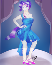 Size: 900x1125 | Tagged: safe, artist:rinatan-chu, rarity, eared humanization, horned humanization, humanized, solo, tailed humanization