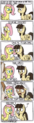 Size: 900x3269 | Tagged: safe, artist:timsplosion, fluttershy, wild fire, oc, oc:jayson thiessen, earth pony, pegasus, pony, behind the scenes, comic, cup, jayson thiessen, no pupils, sibsy, the stare