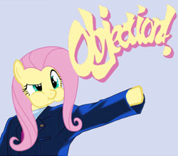 Size: 460x404 | Tagged: safe, artist:dethlunchies, fluttershy, pegasus, pony, ace attorney, objection, parody, phoenix wright