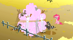 Size: 640x355 | Tagged: safe, screencap, pinkie pie, earth pony, pony, the return of harmony, female, mare, pink coat, pink mane, youtube caption