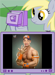 Size: 882x1207 | Tagged: safe, derpy hooves, pony, exploitable meme, john cena, meme, mr bean, photoshop, tv meme, wwe