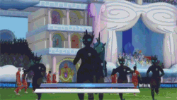 Size: 640x363 | Tagged: safe, artist:/mlp/ 4chan cup, queen chrysalis, anthro, changeling, changeling queen, /mlp/, 3d, 4chan, 4chan cup, absurd file size, absurd gif size, animated, cheering, football, gif, pro evolution soccer