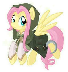 Size: 1914x2000 | Tagged: dead source, safe, artist:kumkrum, fluttershy, pegasus, pony, clothes, druid, female, mare, simple background, solo, spread wings, wings