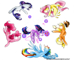 Size: 1024x862 | Tagged: safe, artist:skythemoonwarrior, derpibooru import, applejack, fluttershy, pinkie pie, rainbow dash, rarity, twilight sparkle, twilight sparkle (alicorn), alicorn, earth pony, pegasus, pony, unicorn, female, glowing eyes, mane six, mare, swapped cutie marks