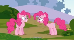 Size: 1571x855 | Tagged: safe, screencap, pinkie pie, earth pony, pony, female, mare, pink coat, pink mane, youtube caption, youtube link