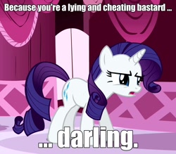 Size: 800x700 | Tagged: safe, screencap, rarity, pony, unicorn, caption, image macro, vulgar