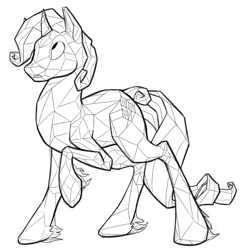 Size: 606x631 | Tagged: safe, artist:tigs, rarity, crystal pony, pony, unicorn, crystal rarity, crystallized, female, lineart, mare, solo