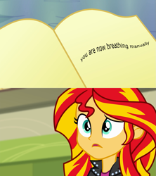 Size: 1223x1378 | Tagged: safe, sunset shimmer, equestria girls, rainbow rocks, book, exploitable meme, journey book, meme