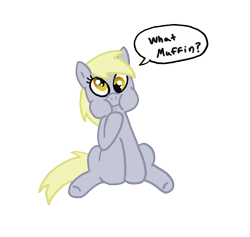 Size: 1920x1820 | Tagged: safe, artist:artdude529, derpy hooves, pegasus, pony, aweeg*, dialogue, simple background, smiling, solo, speech bubble, suspiciously absent muffin, transparent background