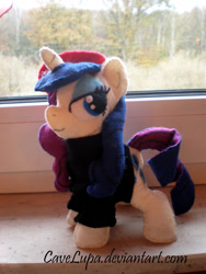 Size: 900x1200 | Tagged: safe, artist:cavelupa, rarity, beatnik rarity, beret, clothes, doll, hat, irl, photo, plushie, solo, toy