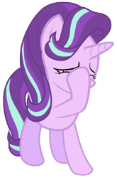 Size: 7000x10600 | Tagged: safe, artist:tardifice, starlight glimmer, pony, unicorn, no second prances, absurd resolution, eyes closed, facehoof, photoshop, simple background, solo, transparent background, vector