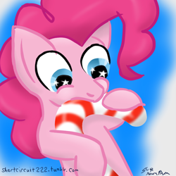 Size: 500x500 | Tagged: safe, artist:short circuit, pinkie pie, earth pony, pony, 30 minute art challenge, candy cane, female, mare, pink coat, pink mane