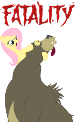 Size: 570x925 | Tagged: safe, fluttershy, bear, pegasus, pony, lesson zero, fatality, mortal kombat, parody, simple background, transparent background