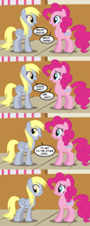 Size: 800x2000 | Tagged: safe, artist:faikie, derpy hooves, pinkie pie, pegasus, pony, comic, female, joke, mare